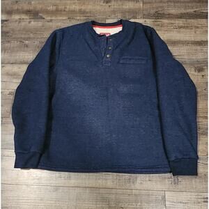 Coleman Mens Medium Blue Sherpa Lined Waffle Henley Shirt Chest Pocket. 2172